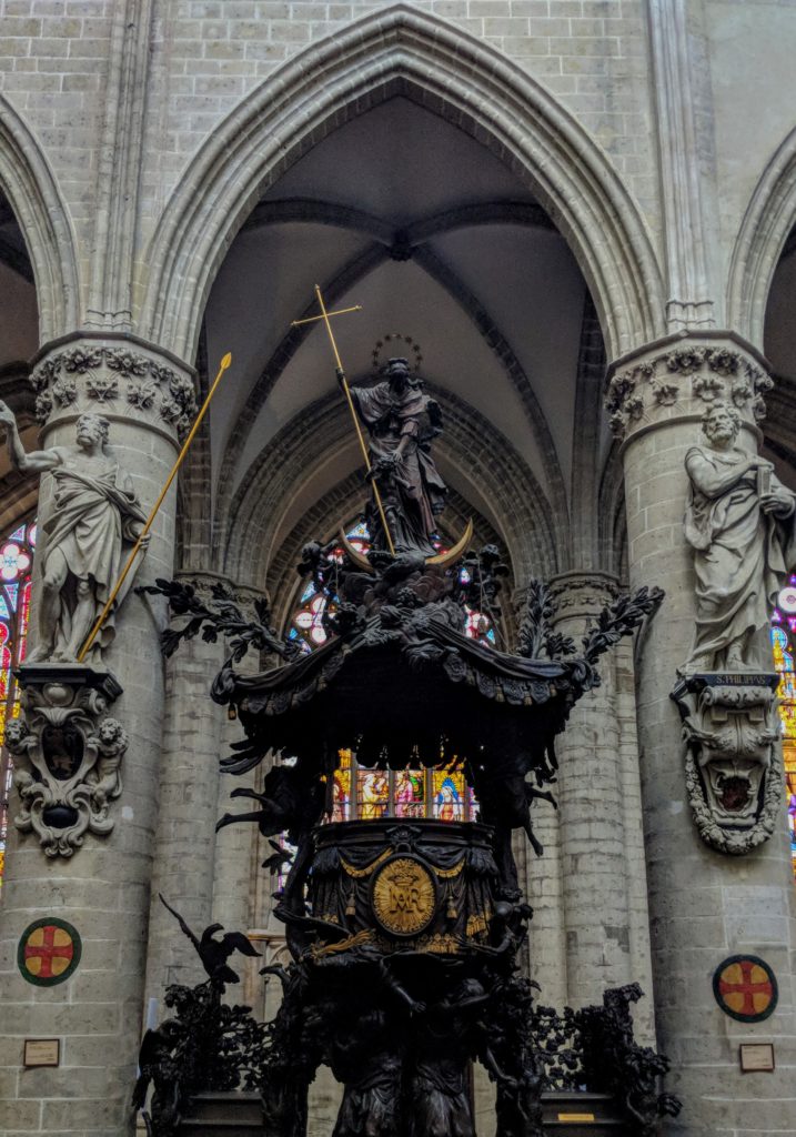 Sculptures inside St Michael and St Gudula Cathedral